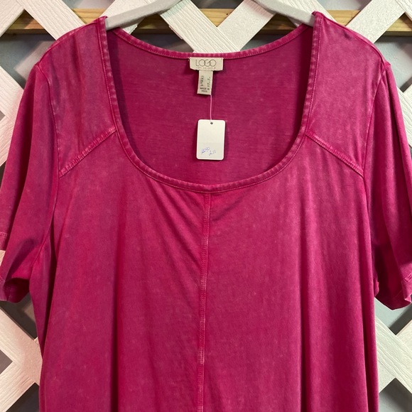 LOGO by Lori Goldstein Distressed Cotton Slub Broomstick Bottom Wild Rose Large - Picture 5 of 6